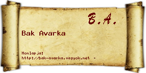 Bak Avarka névjegykártya